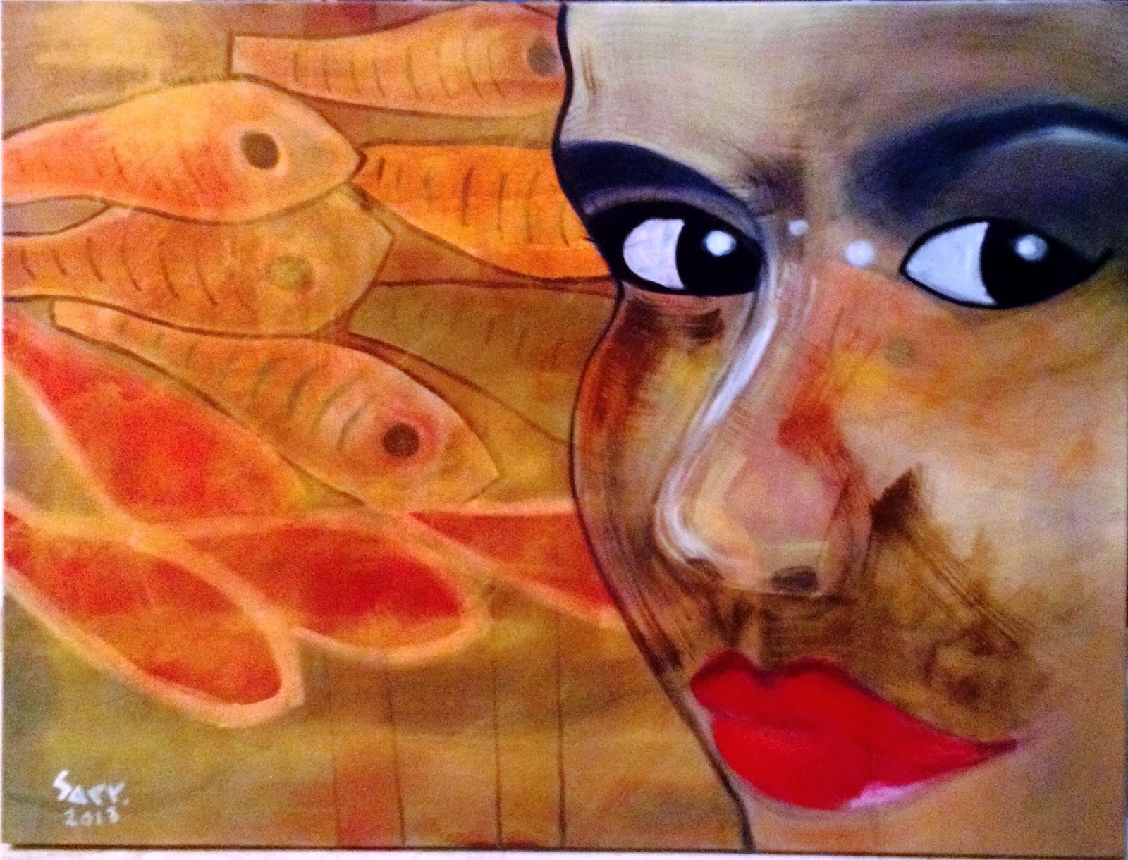 Ilustración de Margarita novembrina y sus goldfish